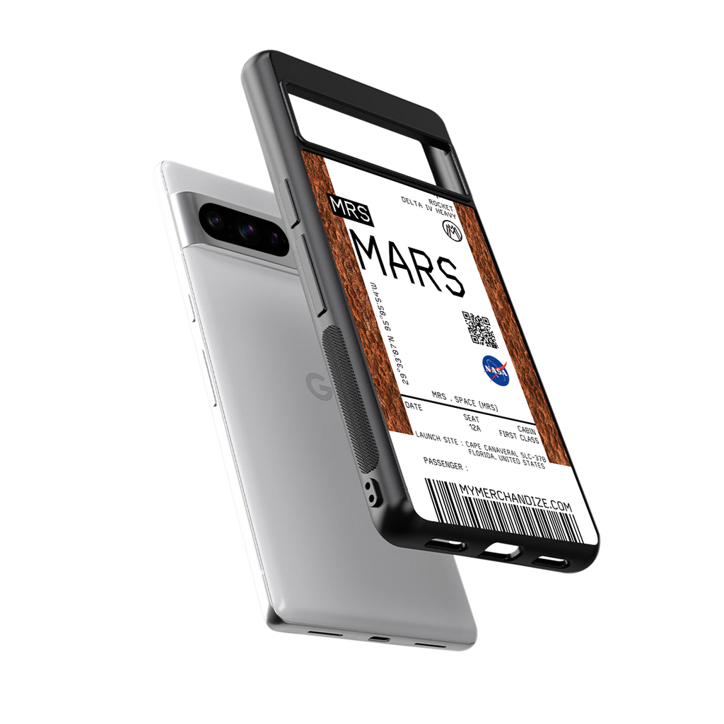 mars boarding pass ticket back phone cover | glass case for google pixel 8 pro