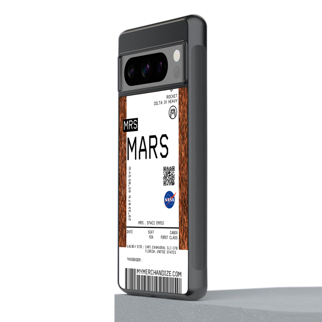 mars boarding pass ticket back phone cover | glass case for google pixel 8 pro