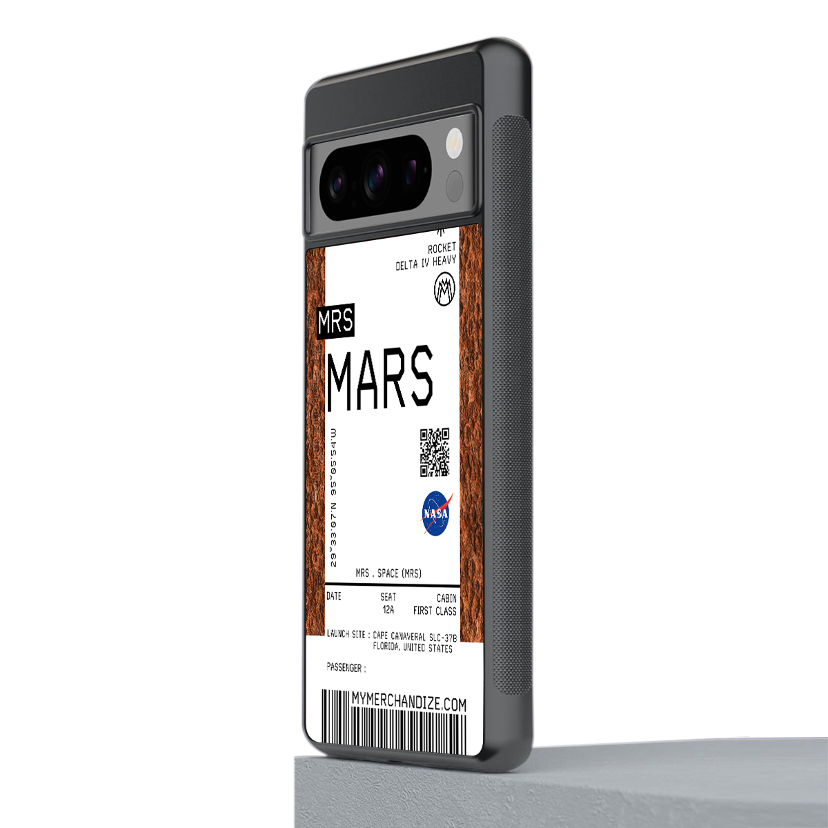 mars boarding pass ticket back phone cover | glass case for google pixel 8 pro