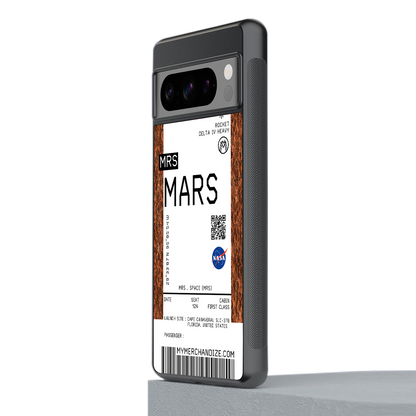 mars boarding pass ticket back phone cover | glass case for google pixel 8 pro