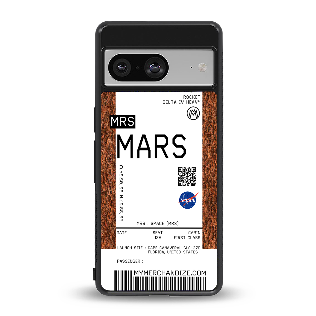 mars boarding pass ticket back phone cover | glass case for Google Pixel 8