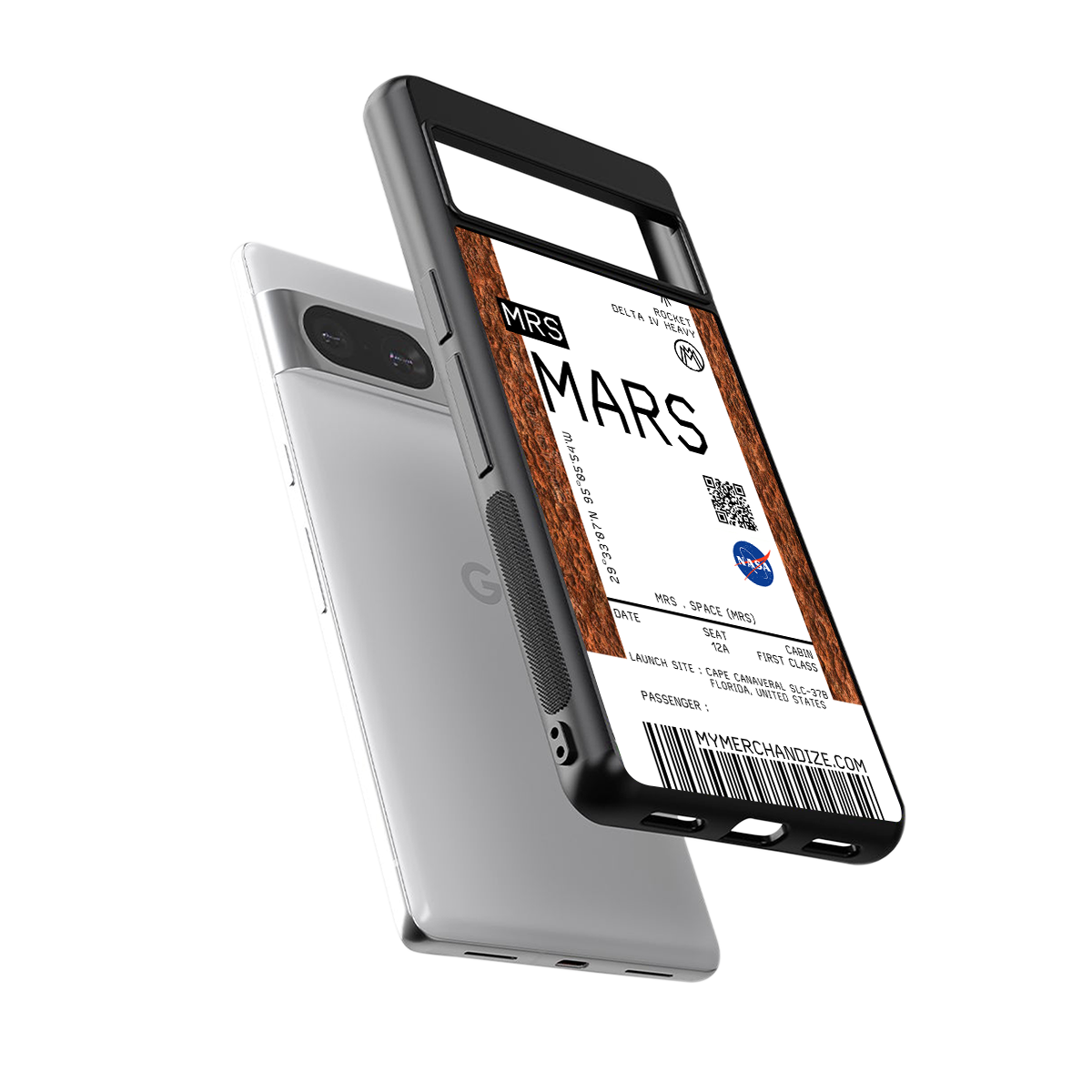 mars boarding pass ticket back phone cover | glass case for Google Pixel 8