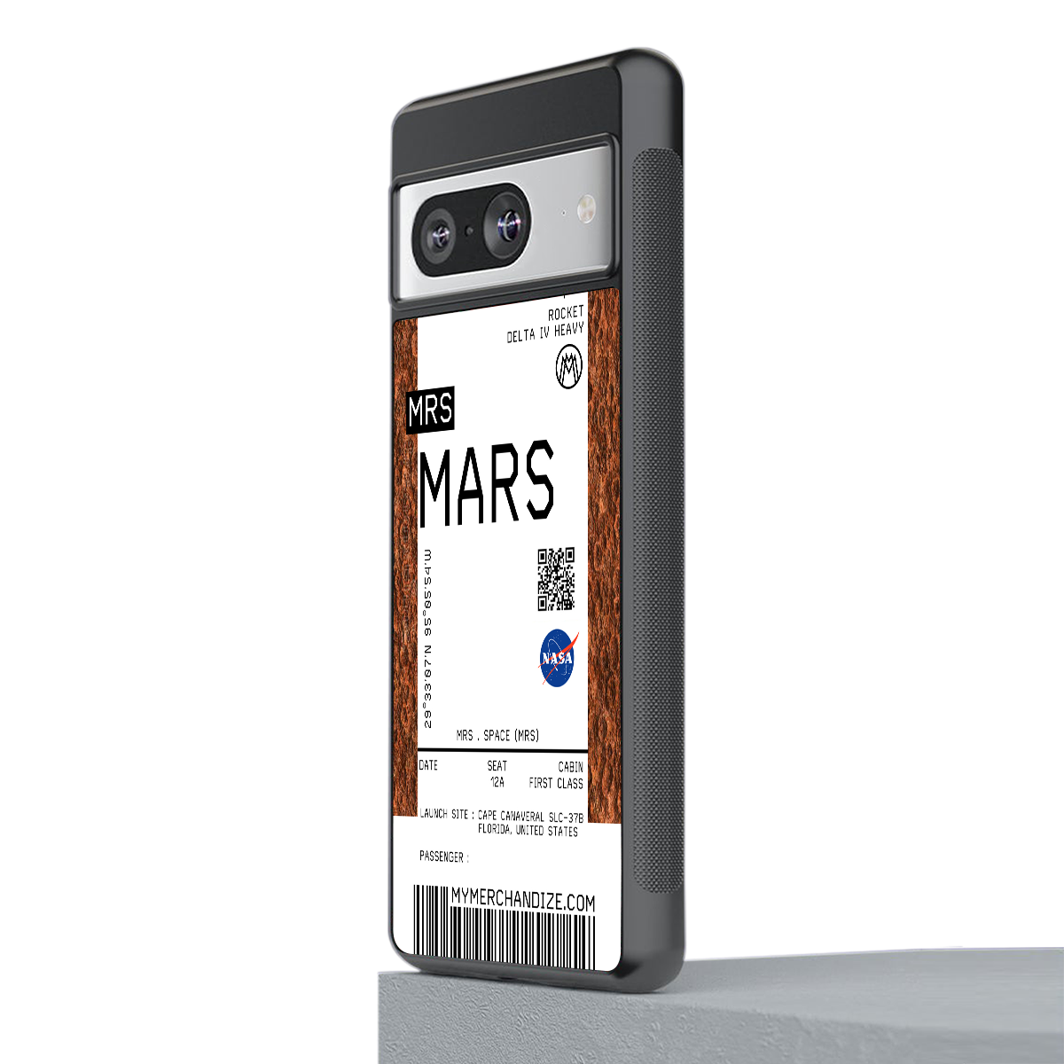 mars boarding pass ticket back phone cover | glass case for Google Pixel 8
