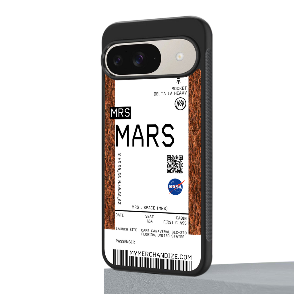 mars boarding pass ticket back phone cover | glass case for google pixel 9