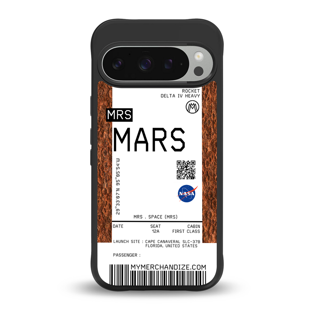 mars boarding pass ticket back phone cover | glass case for google pixel 9 pro