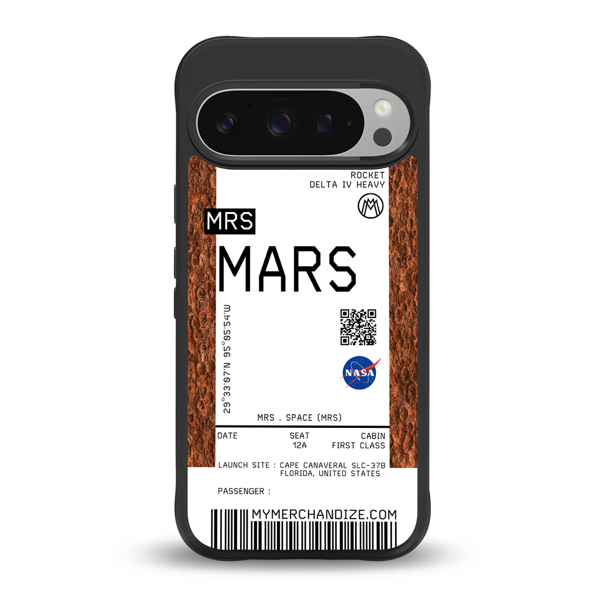 mars boarding pass ticket back phone cover | glass case for google pixel 9 pro xl