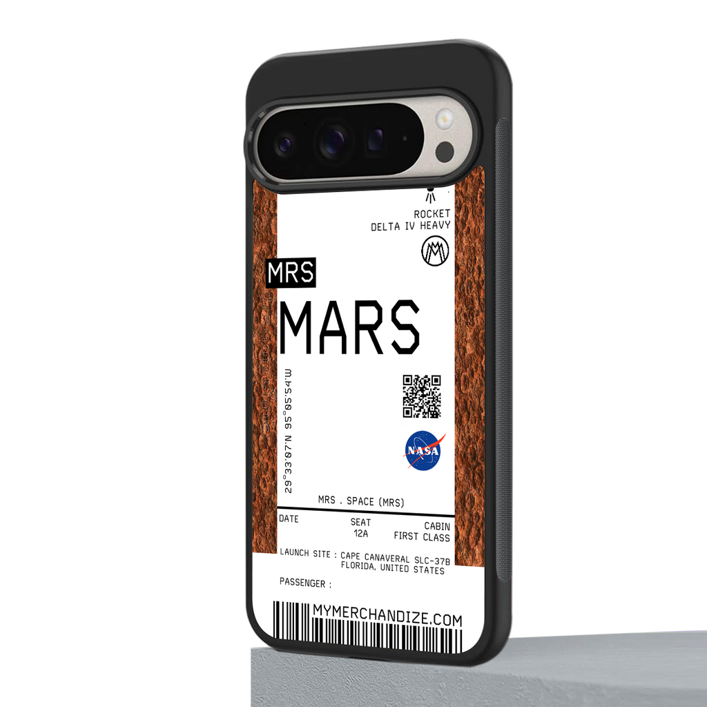 mars boarding pass ticket back phone cover | glass case for google pixel 9 pro