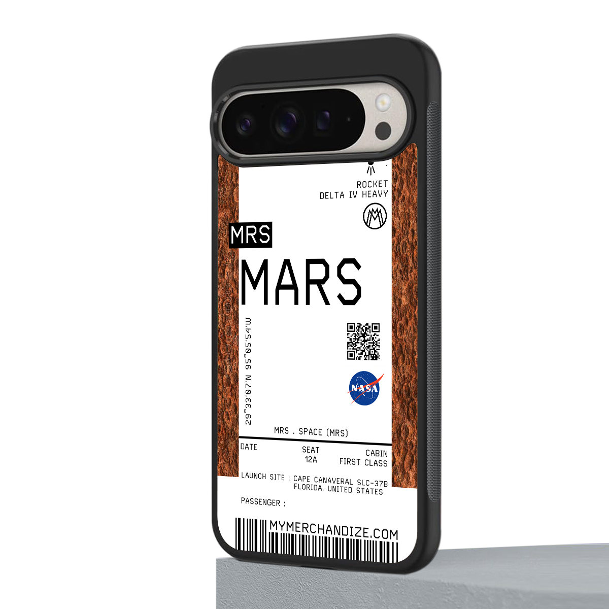 mars boarding pass ticket back phone cover | glass case for google pixel 9 pro xl