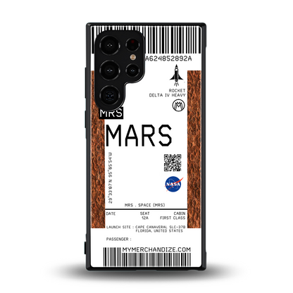 mars boarding pass ticket back phone cover | glass case for samsung galaxy s24 ultra
