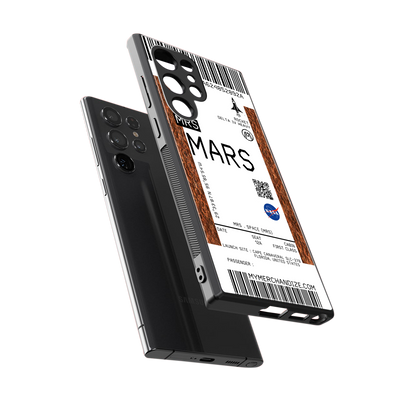 mars boarding pass ticket back phone cover | glass case for samsung galaxy s24 ultra