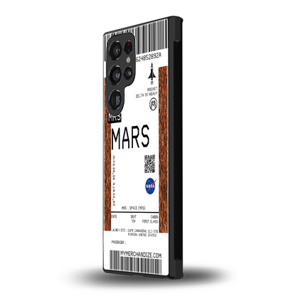 mars boarding pass ticket back phone cover | glass case for samsung galaxy s23 ultra