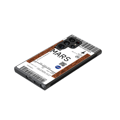 mars boarding pass ticket back phone cover | glass case for samsung galaxy s24 ultra