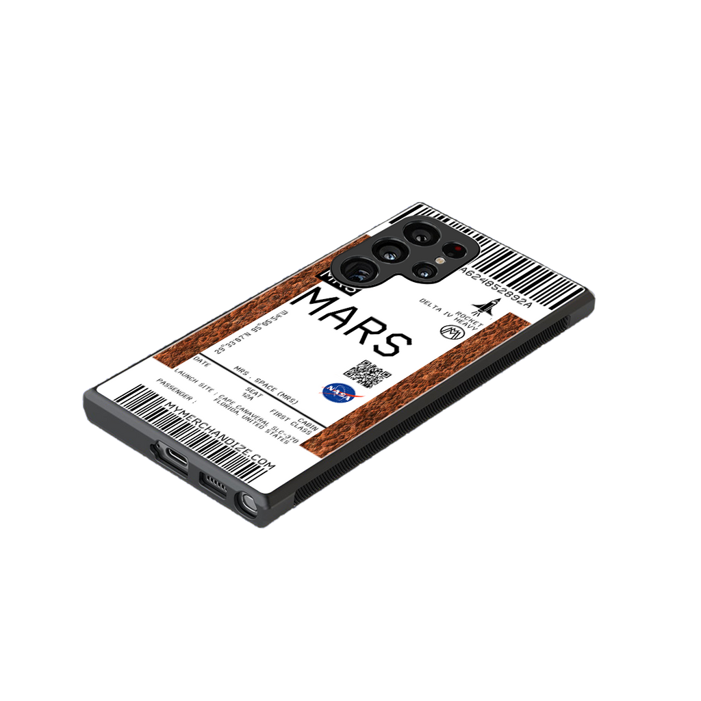 mars boarding pass ticket back phone cover | glass case for samsung galaxy s23 ultra