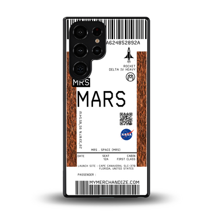 mars boarding pass ticket back phone cover | glass case for samsung galaxy s25 ultra