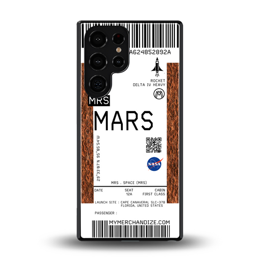mars boarding pass ticket back phone cover | glass case for samsung galaxy s25 ultra