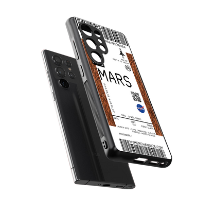 mars boarding pass ticket back phone cover | glass case for samsung galaxy s25 ultra