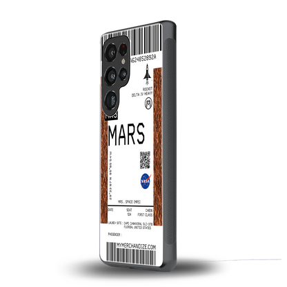 mars boarding pass ticket back phone cover | glass case for samsung galaxy s25 ultra