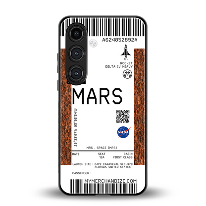 mars boarding pass ticket back phone cover | glass case for samsung galaxy s24 fe