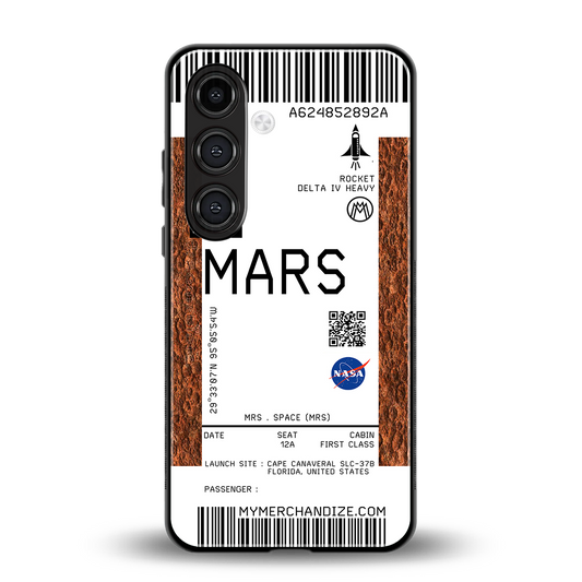 mars boarding pass ticket back phone cover | glass case for samsung galaxy s24 fe