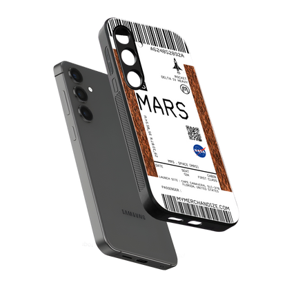 mars boarding pass ticket back phone cover | glass case for samsung galaxy s24 fe