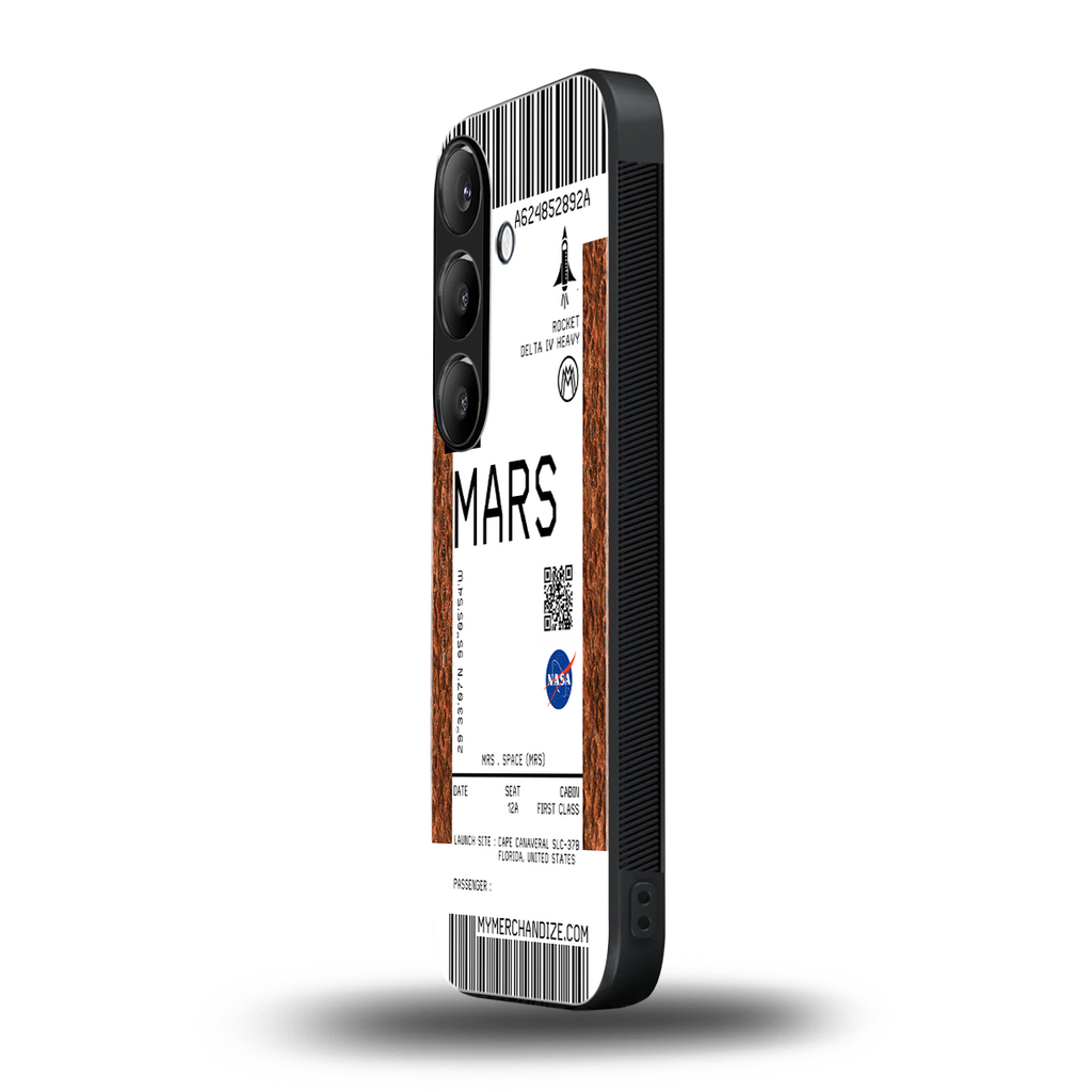 mars boarding pass ticket back phone cover | glass case for samsung galaxy s24 plus