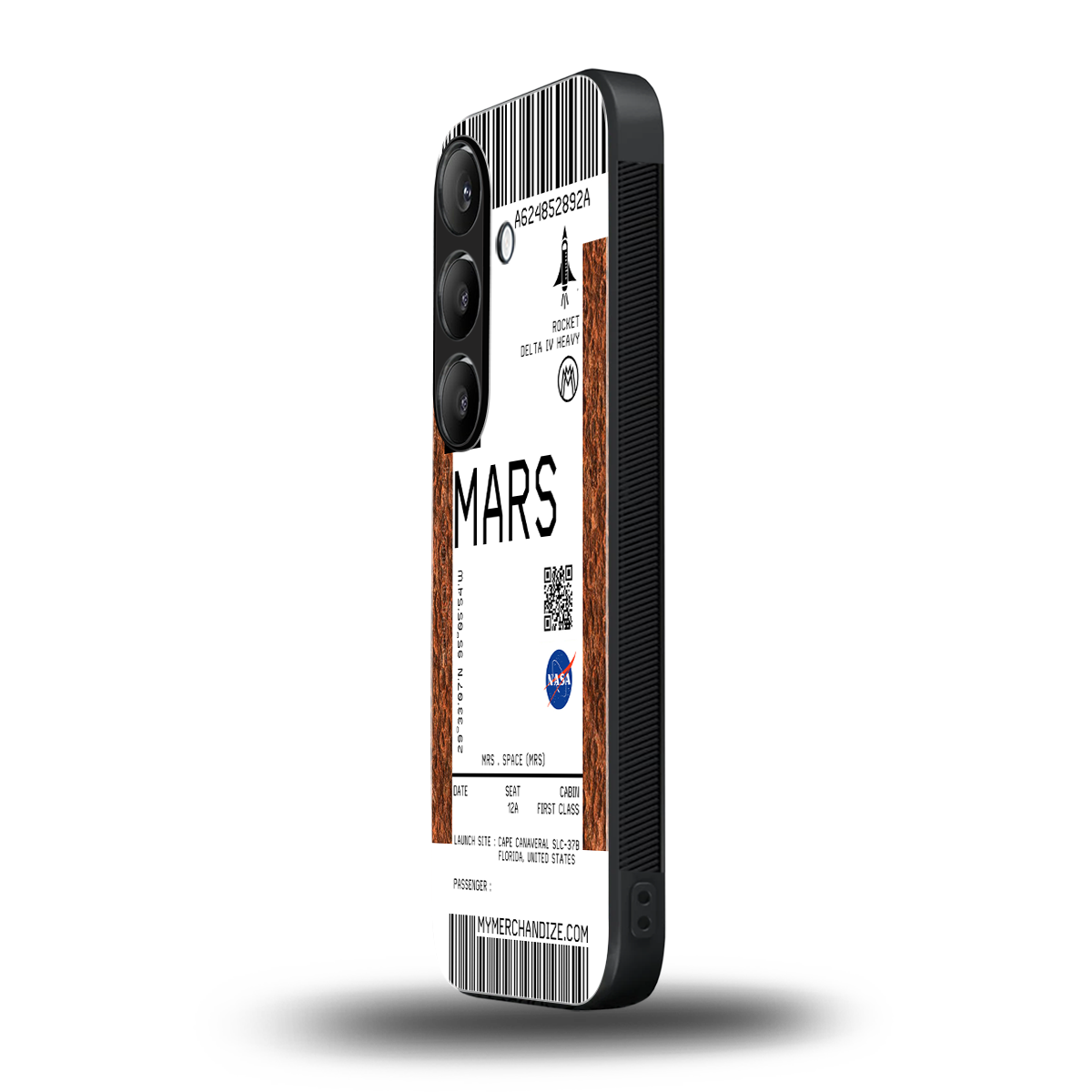 mars boarding pass ticket back phone cover | glass case for samsung galaxy s24 fe