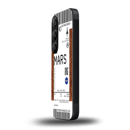 mars boarding pass ticket back phone cover | glass case for samsung galaxy s24 fe