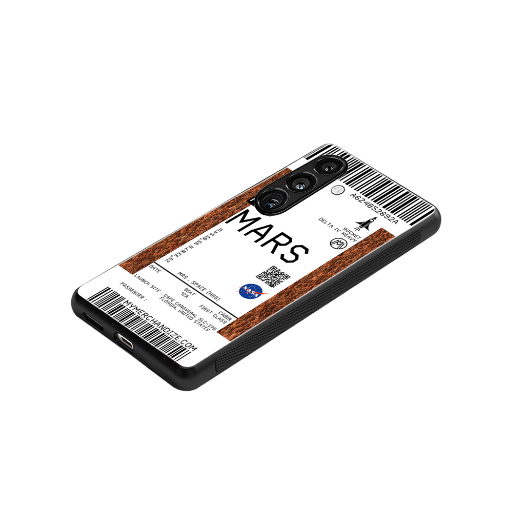 mars boarding pass ticket back phone cover | glass case for samsung galaxy s25