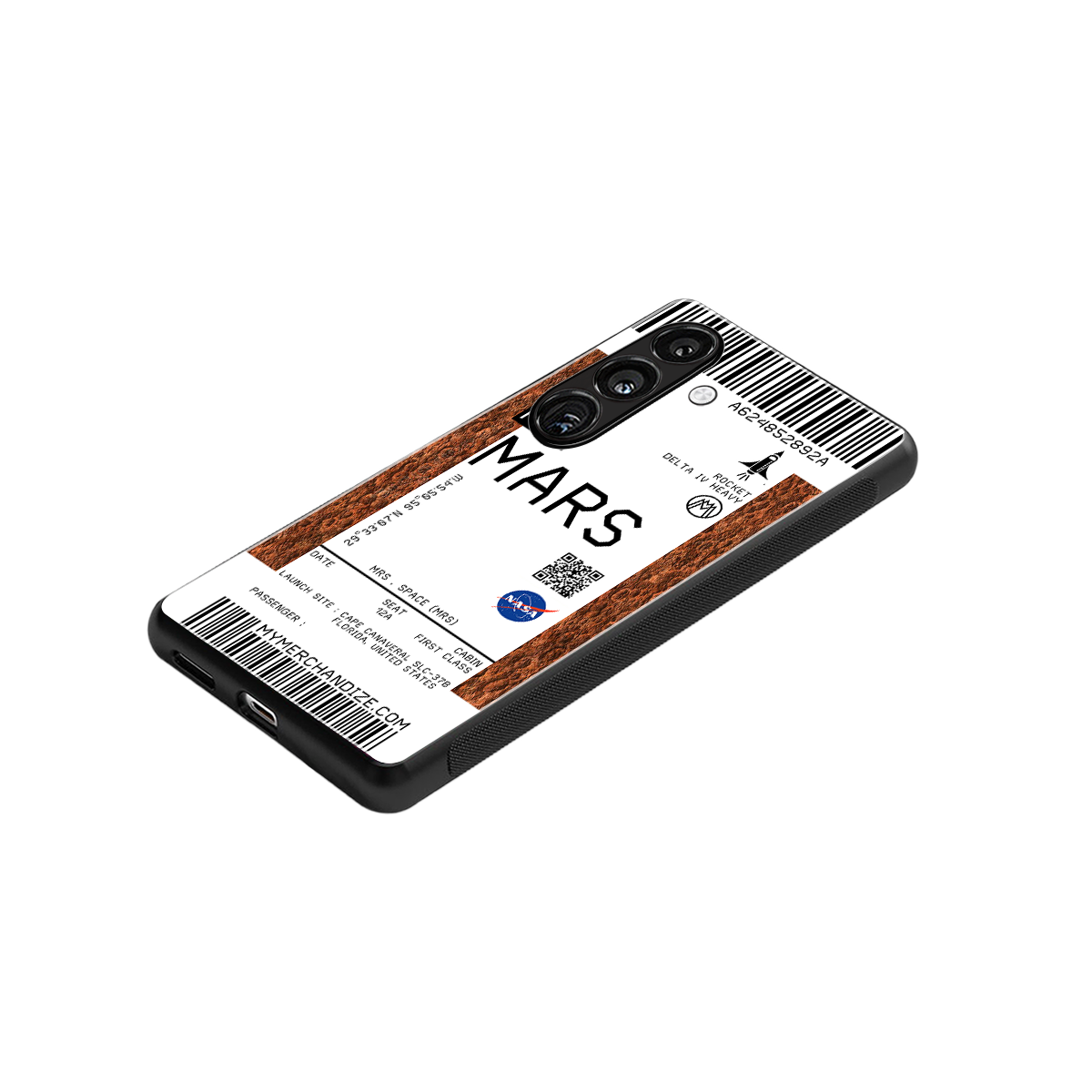 mars boarding pass ticket back phone cover | glass case for samsung galaxy s24 fe