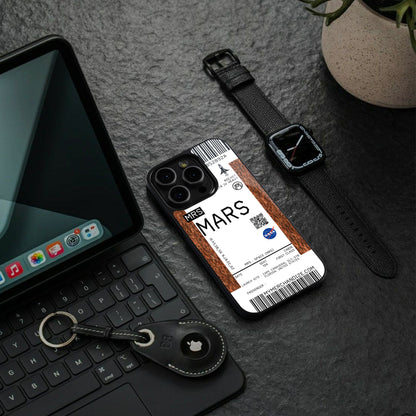 mars boarding pass ticket back phone cover | glass case for iphone 15 pro