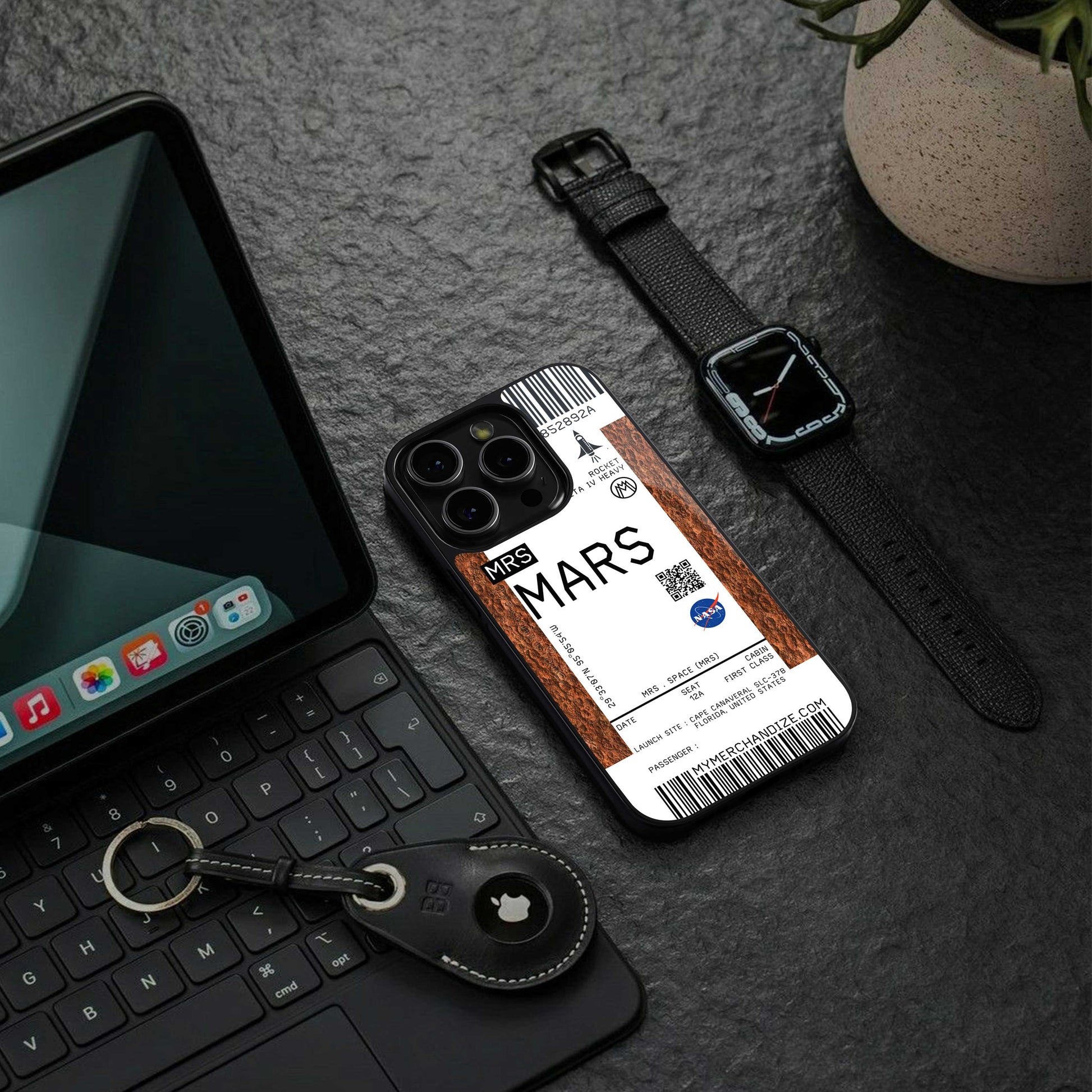mars boarding pass ticket back phone cover | glass case for samsung galaxy s24 ultra