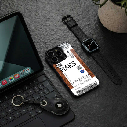 mars boarding pass ticket back phone cover | glass case for samsung galaxy s24 ultra