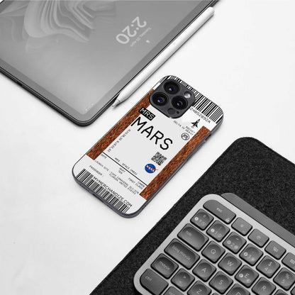 mars boarding pass ticket back phone cover | glass case for samsung galaxy s24 ultra