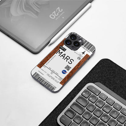 mars boarding pass ticket back phone cover | glass case for iphone 16 pro max