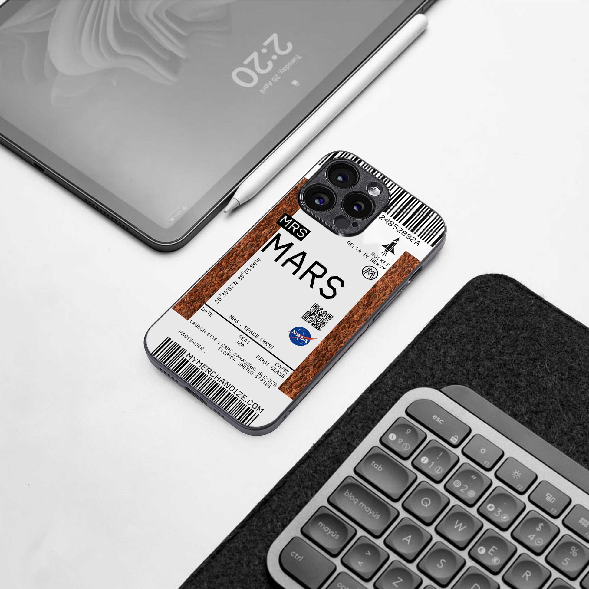 mars boarding pass ticket back phone cover | glass case for iphone 13 pro max