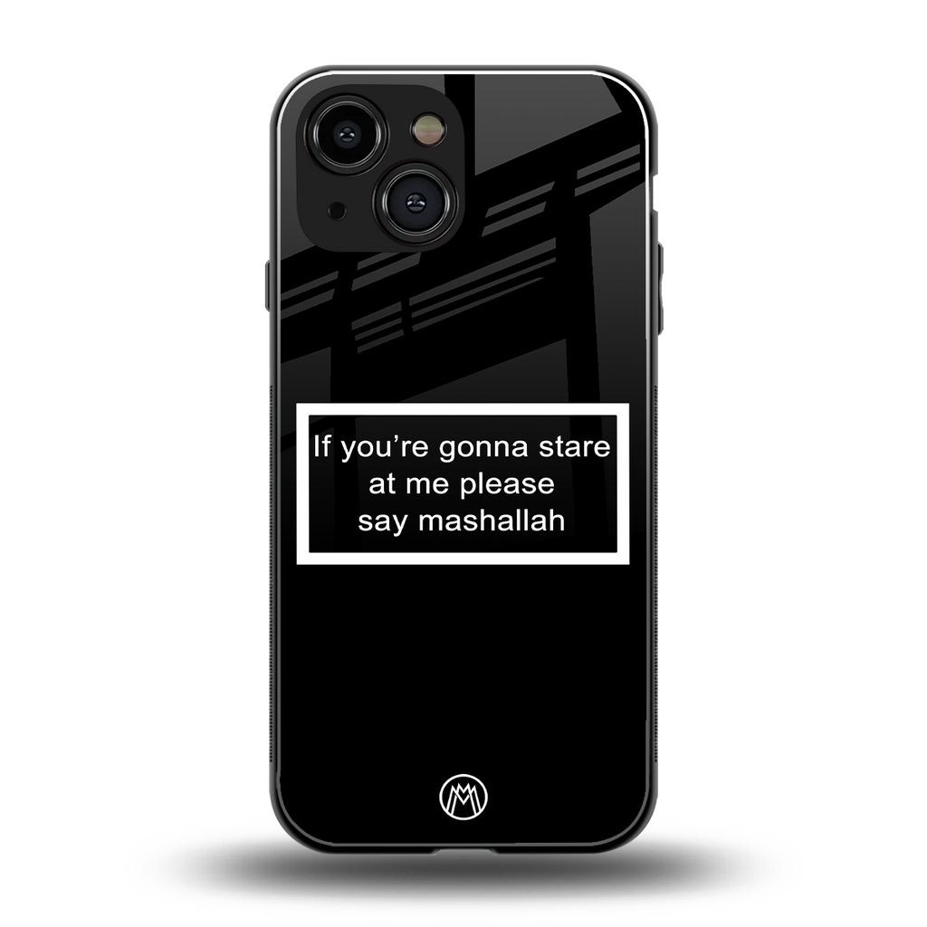 mashallah black edition back phone cover | glass case for iphone 13 mini