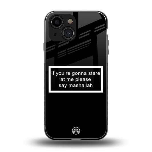 mashallah black edition back phone cover | glass case for iphone 13 mini