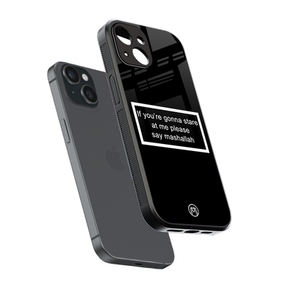 mashallah black edition back phone cover | glass case for iphone 13 mini