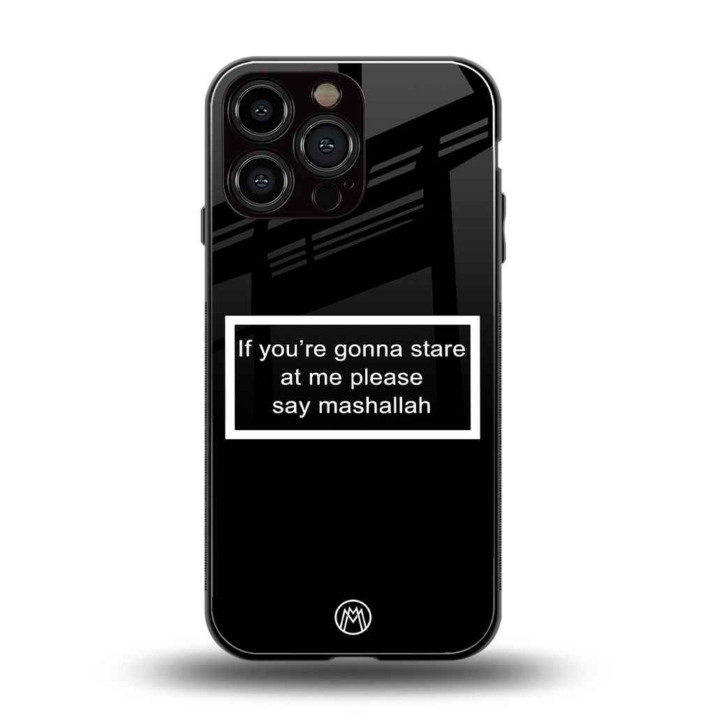 mashallah black edition back phone cover | glass case for iphone 13 pro max