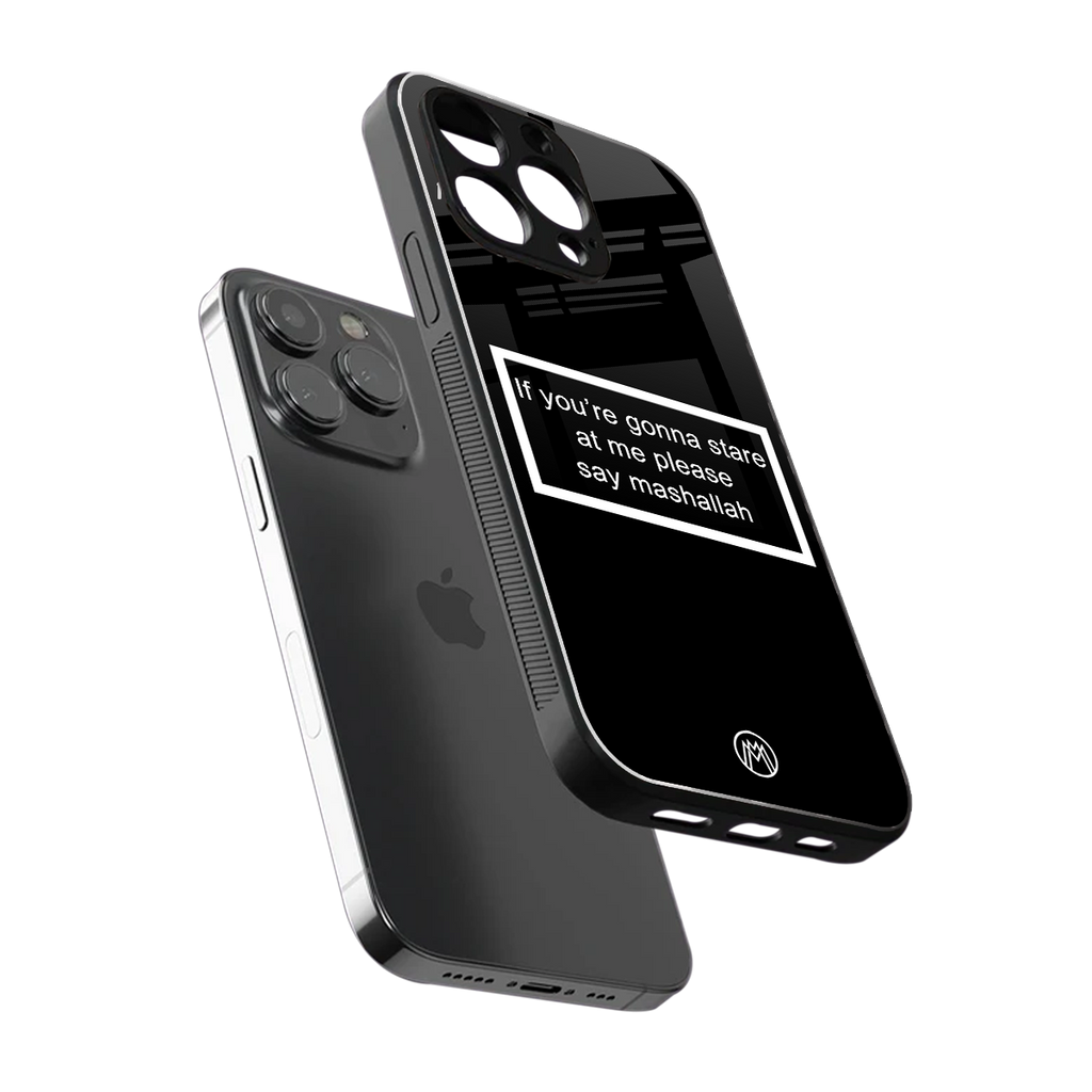 mashallah black edition back phone cover | glass case for iphone 13 pro max