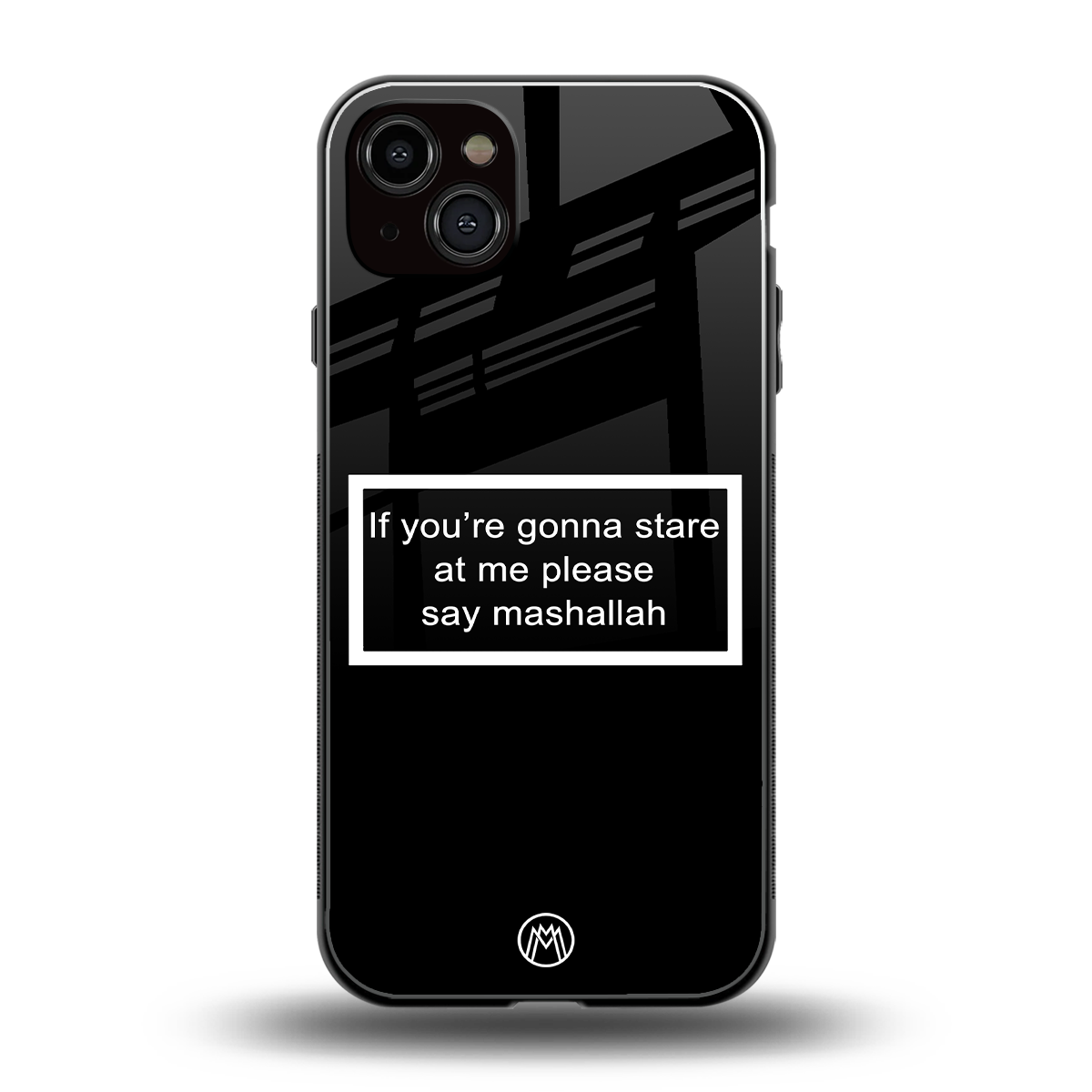 mashallah black edition back phone cover | glass case for iphone 15 plus