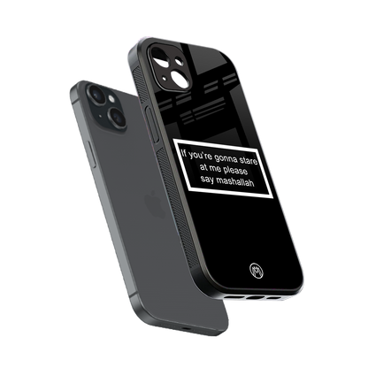 mashallah black edition back phone cover | glass case for iphone 14 plus