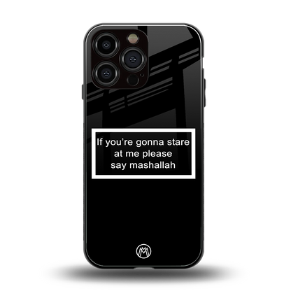 mashallah black edition back phone cover | glass case for iphone 14 pro max