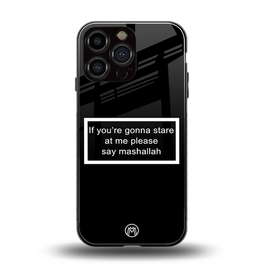 mashallah black edition back phone cover | glass case for iphone 14 pro max