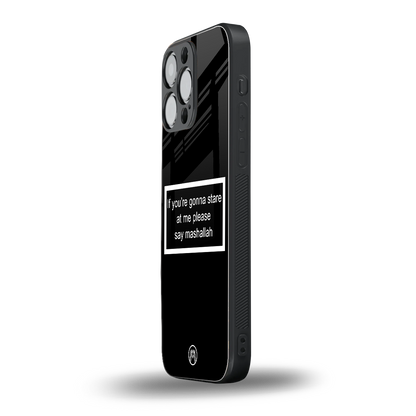 mashallah black edition back phone cover | glass case for iphone 14 pro max