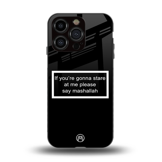 mashallah black edition back phone cover | glass case for iphone 14 pro