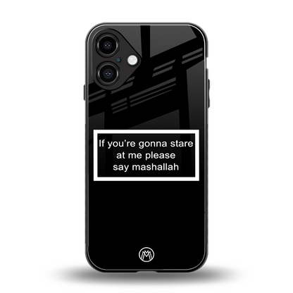 mashallah black edition back phone cover | glass case for iphone 16 plus