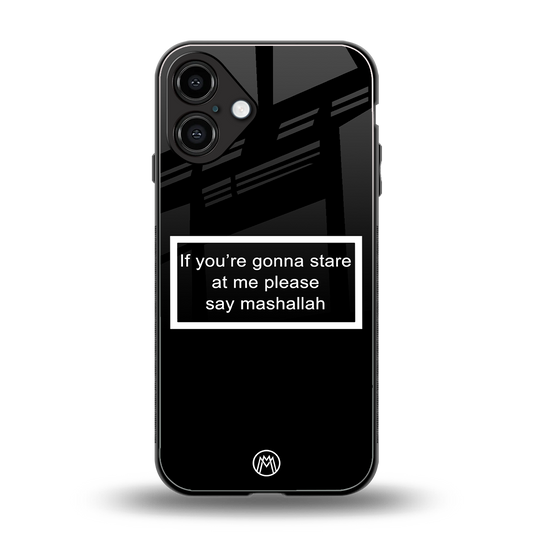 mashallah black edition back phone cover | glass case for iphone 16 plus