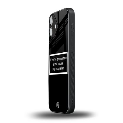 mashallah black edition back phone cover | glass case for iphone 16 plus