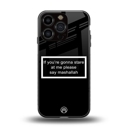 mashallah black edition back phone cover | glass case for iphone 16 pro